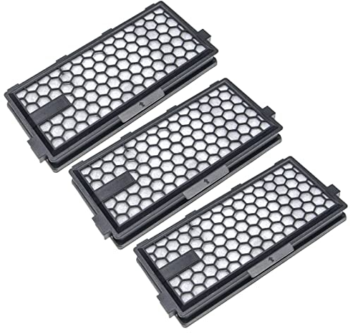 vhbw 3x Staubsaugerfilter kompatibel mit Miele Complete C3 Cat & Dog PowerLine, C3 Celebration Staubsauger - HEPA-Aktivkohlefilter Schwarz Weiß