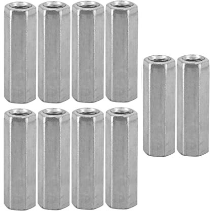 10Pcs M8 Long Rod Nut Hex Coupling Nut Hexagonal Sleeve Nut Standoff Threaded Fasteners (M8*40)