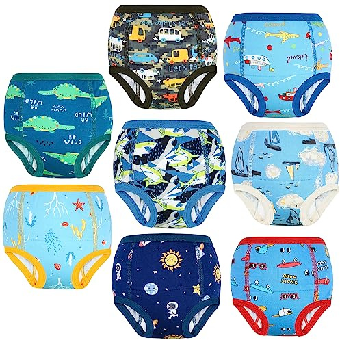 MOEMOE BABY Calzones de entrenamiento, Pantalones de entrenamiento para bebé,10 unidad, 100% Algodón Absorbentes Bragas de Aprendizaje para niños de Ragazzi 2 a 9 años | Transpirable, ayuda a absorber pequeños accidentes diurnos
