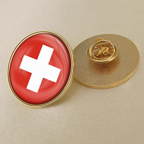 Leuchtend Rot-Weißes Kreuz Mit Schweizer Flagge, Anstecknadel, Anstecknadel Mit Emaille, Anstecknadel Mit Wehender Nationalflagge, Anstecknadel Mit Nationalflagge, Brosche, Souvenir, Geschenk Für M