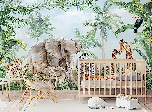 Papel Pintado 3D Animal Madre E Hijo Jungla Fotomurales 3D Tv Fondo Pared Dormitorio Murales Papel Tapiz Moderno