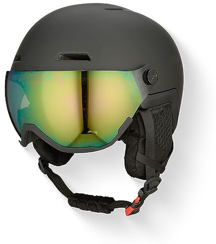 GOOFF Xtreme Skihelm mit Visier – Skihelm inklusive Skibrille – Belüftung auch mit Handschuhen am Helm bedienbar – Ohrpolster abnehmbar für warme Tage – bietet maximalen Gesichtsschutz - M