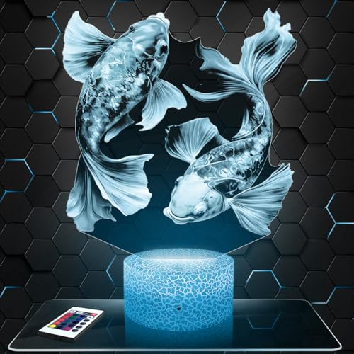Lampephoto.fr - Lampada 3D Carpa, Decorazione Animale Pesce Giardino Giapponese, Idea Regalo Oggetto Carpa Luce Notturna Adulto Decorazione Camera, Idea Regalo Natale Uomo Donna Originale TOP