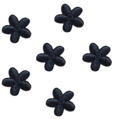 Wambere 30 Stück Blumen Applikationen,Patches zum Aufbügeln,Aufnäher Flicken zum Aufbügeln,Gestickter Blumenaufnäher,Bügelbild Aufbügelflicken,für DIY Kunsthandwerk Kleidungsdekoration,Schwarz