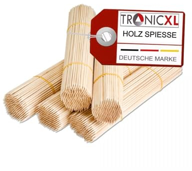 TronicXL 1000 brochetas de madera de 200 x 3 mm, 20 cm de largo, pinchos de madera para barbacoa, pinchos de abedul, brochetas para barbacoa Gastro Posten B2B