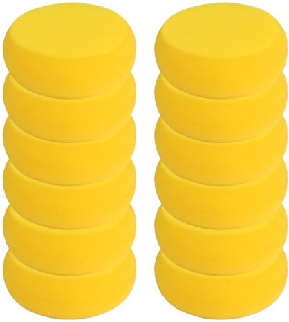 GroveEss 12 PCS Round Soft Artist Watercolor Sponges, Multi-Purpose Synthetic Sponges for Pottery Art Craft Clay Face Painting (Yellow)