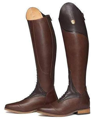 QIeAny Botas Altas De Otoño Ecuestres (34-48), Resistentes Al Desgaste + Cremallera Trasera, Unisex/Antideslizantes, Hasta La Rodilla/Tacón Medio (3-5 Cm), Para Primavera/Otoño,40,Brown