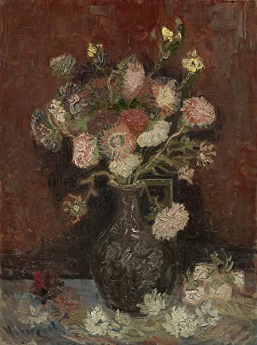 HCOTZHPY Ölgemälde Leinwandbilder Bild Kunst Leinwand Malerei Vase Mit Chinesischen Astern Und Gladiolen Von Vincent Van Gogh Ölgemälde Bilder für Wanddekoration 60x90cm