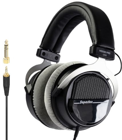 Superlux HD 330PRO,150 ohms, Over-Ear Headphones, Professional Semi-Open Wired Headphones with 40mm Neodymium Drivers and Solid Bass, 3.5mm Jack for Recording Music, Podcast, Studio Monitoring, Mixing