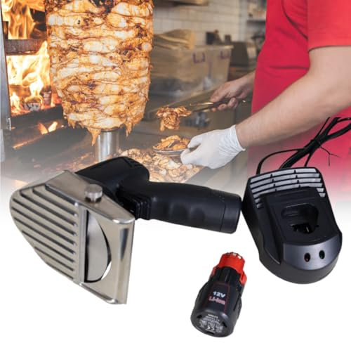 LFfwynog Trancheuse gyroscopique électrique sans Fil, Couteau à Kebab Automatique à Deux Lames à Faible Bruit, Facile à démonter pour la Maison et Les Restaurants