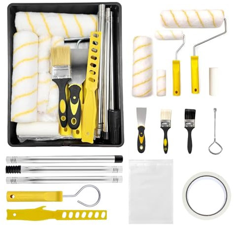 Farbwannen-Set, 17-teilig, Farbroller-Set, Farbroller 9 Zoll, kleine Farbrolle, Farbrollenwanne, 4-Zoll-Farbrolle, Farbroller-Set, Farbset für Hausanstrich, Farbrollerhüllen