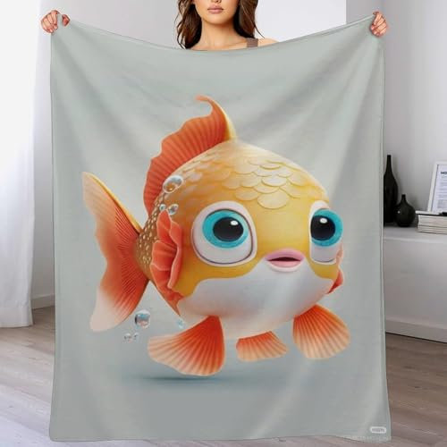 AAPZY Fisch Decke Fleecedecke Geschenk Damen Männer Mädchen Jungen Vier Jahreszeiten Super Weich Und Bequem Plüschdecke Sofa Schlafsofa Büro （180×200cm）