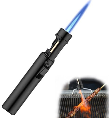 Torch Lighter, Windproof Lighter, Portable Adjustable Jet Flame Lighter, Refillable Butane Gas Lighter, Lightsaber Lighter for Kitchen Cooking Outdoor Camping(Black)