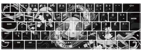 Nyfter - Premium Koi Blossom Keycaps ISO 60% e 75% Custom Keycaps Layout ISO per tastiere meccaniche (nero, 60%)