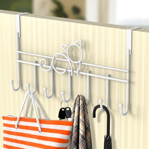 lmytdo Over The Door Hook Door Hanger Over Door Hanger with Rust Resistant Finish & Space Saving Over Door Coat Hooks for Coats, Jackets, Hats, Bags, Robe, Towels, White