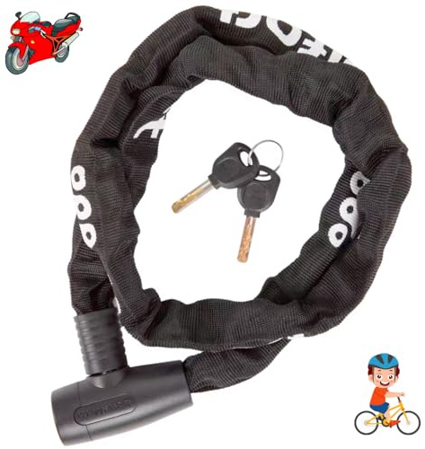 Lucchetto Bici Antifurto Acciaio Rinforzato 80 cm Flessibile Resistente Taglio Spirale Bloccaggio Automatico Intrecciato Motocicli Scooter Catena Bicicletta (CATENA)