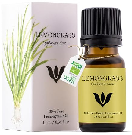 SANICULA Aceite Esencial de Citronela - 100% Puro y Orgánico, 10 ml | Destilado al vapor de Cymbopogon citratus | Para difusor, frescura del hogar y cabello | Aroma cítrico fresco | Vegano