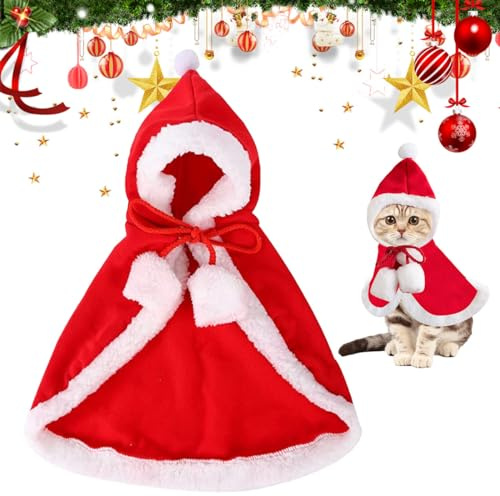 Weihnachtskostüm für Hunde und Katzen, Haustier Kostüm Weihnachten, Weihnachten Hundebekleidung, Hund Weihnachtskostüm Umhang für Christmas, Dress Up Christmas (M)