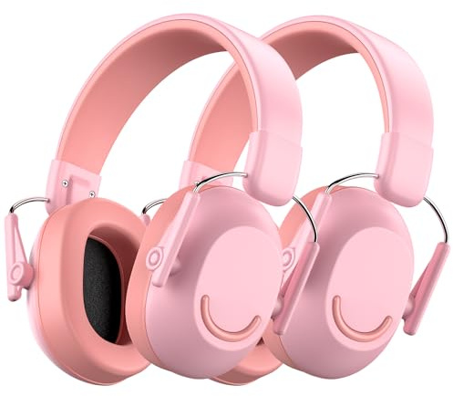 Link Dream Gehörschutz Kinder, Lärmschutz Kopfhörer Kinder SNR 30dB für von 3-16 Jahren, Kapselgehörschutz Ohrenschützer mit Ohrenschützer Verstellbare für Autismus, Reisen, Lernen, Rosa, 2 Stück