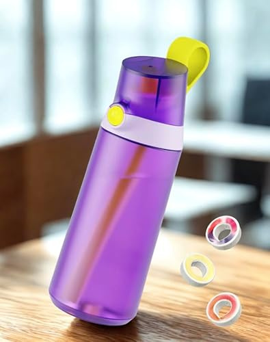 Borraccia aromatica da 600 ml, riutilizzabile, con 3 pod aromatizzanti, a prova di perdite e zero zucchero, borraccia aromatica, per scuola/ufficio, colore viola e giallo brillante