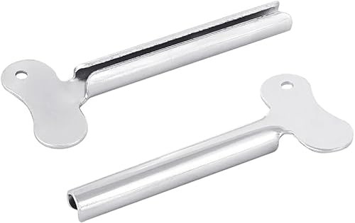 2-Pcs Silver Tube Squeezer Key,Metal Toothpaste Roller Dispenser Tool,Tube Toothpaste Squeezer Keys Metal Hair Dye Color Key Roller Dispenser Tool Durable Processing,Daily Living Tube Squeezing Aids
