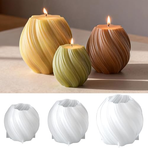 Silikonformen Gießformen Kerzen,3 Stück Silikon-Kerzenformen,Silikon Kerzengießformen Set,Kerzenformen zum Gießen Set,3D Kerzenform für DIY Bienenwachs,Aromatherapie,Kerzenherstellung