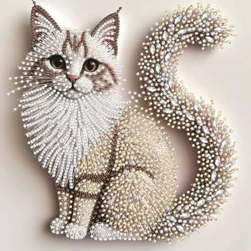 5D Katze Diamond Painting Set, Diamant Painting Bilder Tiere Katzenmotiv, 5D Spezialform Diamond Painting, Geeignet für Anfänger, Erwachsene, DIY Kreatives Diamant Malerei Bausätze Home Decor, 30x30cm