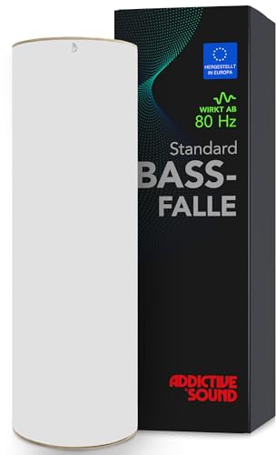 Addictive Sound Bassfalle Rund Standard, Bass Trap 80-210 Hz, Weiß | 98x30 cm, Akustikwolle-Kern, stapelbar und freistehend für Raumecken, EU-produziert, 36 Monate Garantie
