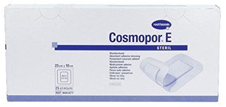 Cosmopor E - Apósitos adhesivos estériles (25 x 10 x 25 unidades). Uso médico para quemaduras y cortes