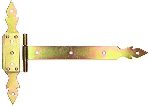 KOTARBAU® Kreuzgehänge 400 mm Ladenband Scharnier Band Platte Baubeschlag Torbeschlag Holzverbindung Werfgehänge T-Band T-Scharnier Verzinkt Dekorativ