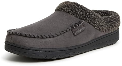 Dearfoams mens Indoor/Outdoor Breathable Memory Foam Clog Offered in Wide Widths Slipper, Pavement, X-Large US