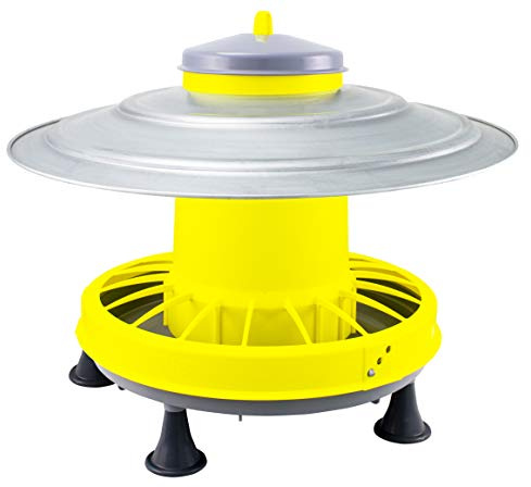 Zootec Futterstation Hühner 9 kg mit Regenschutz aus verzinktem Blech, für Hühner, Enten, Gänse, mit Auslaufschutz, automatisch, zum Aufhängen, aus Kunststoff, für Außen- und Innenbereich