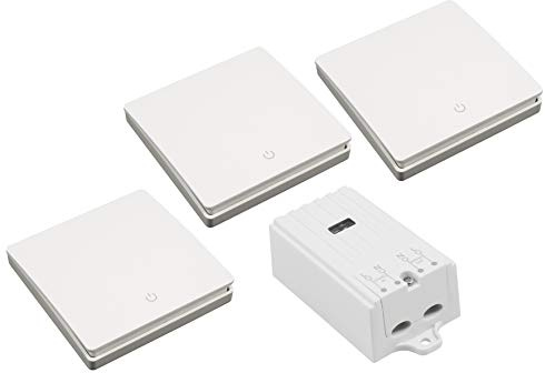 McPower Funk-Schalter Set Kinetic | Empfänger + 3x Wandtaster | batterielos | 2300W | 433,92 MHz | bis 200m Reichweite | Unterputz | für Nachrüstung & Smart Home