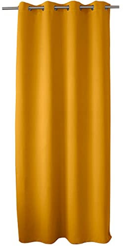 ED ENJOY HOME Tenda oscurante con occhielli argentati, giallo senape, 140 x 240 cm, 100% poliestere, tessuto certificato Oeko-TEX, collezione liquirizia