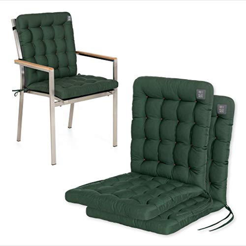 HAVE A SEAT Luxury | Gartenstuhlauflage Niedriglehner (2 St.) - Bequeme Sitzauflage Gartenstuhl - orthopädisch, wetterfest, waschbar bis 95° C - Made in Germany (2er Set - 100x48 cm, Moosgrün)