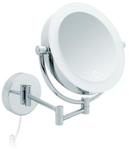 Libaro Kosmetikspiegel XXL Tokio – LED Wand-Schminkspiegel mit Dimmerfunktion, Auto-Off, 5x/10x Vergrößerung und extra großer Spiegelfläche [Energieklasse E]