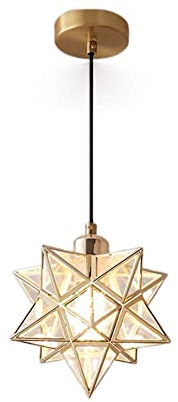 YAYY E27 Pendant Lights Nordic Moravian Star Pendant Lamp with PVC Lampshade Ceiling Hanging Chandelier Shade for Corridor Aisle Staircase Entrance（Color：Gold/Black）