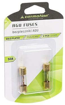 AGU Sicherungen 50A 2Stück Glasrohr Gold Überzogen Auto Power Schutz Linie Tube Audio Power