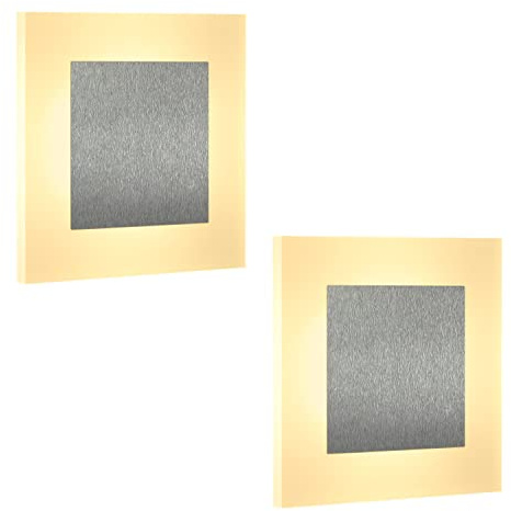 ZMH 2ER LED Wandlampe innen Wandleuchte Wand Beleuchtung Wohnzimmer Flur | modern quadratisch 3000K warmweiß aus Eisen & Acryl 16cm 7W Flurlampe für Schlafzimmer Arbeitszimmer Treppenhaus