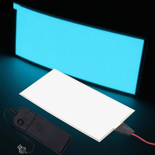jose2015 - Panel electroluminiscente de 12 x 5 cm, color azul hielo, 3 V, flexible, luz de decoración para cosplay, fiesta, decoración, coche, publicidad (con inversor de batería)
