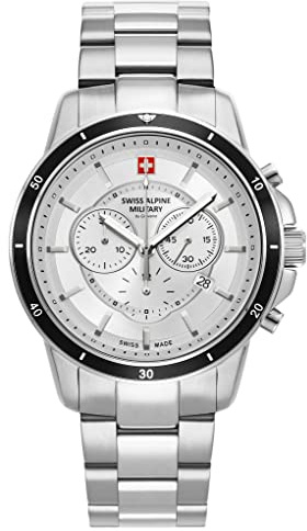 Swiss Alpine Military Herren-Armbanduhr Chronograph Analog Quarz Edelstahl 7089.9