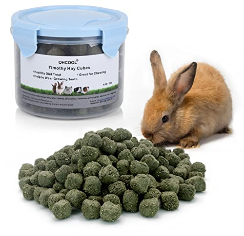 Ohcool Timothy Hay Cubes 36 oz (6 * 6 oz) -100% Natural Timothy Hay Made Pellets for Rabbits Tortoise Guinea Pig