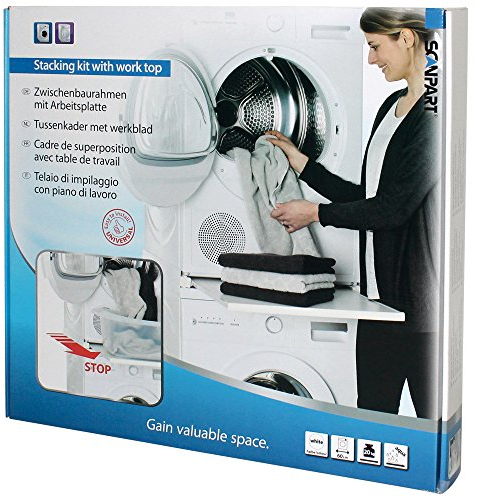 Purepower Scanpart Universal Intermediate Frame with Worktop, Connection Frame of up to 20 kg | Connector Intermediate Kit Washing Machine Dryer - White