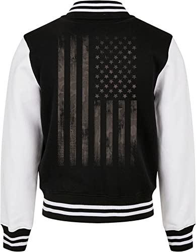 Baddery College Jacke Herren & Damen - USA-Flagge Rückenprint & Stick-Patch | Varsity Baseball Sweat Jacke im American Style für Herren & Damen