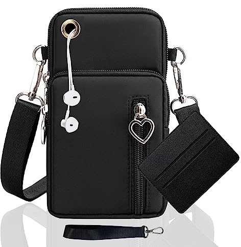 LYJOW Handytasche Zum Umhängen Damen Handy Tasche Umhängetasche Mit Geldbörse Zum Umhängen Mädchen Mit Kopfhörer Eingang Schultertasche Handytaschen Verstellbar Schultergurt Armtasche Sportarmband