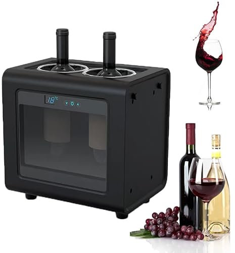 CYTBEK Electric Wine Bottle Cooler, Freestanding Compact Mini Wine Fridge, Led Touch Temperature Control, Store 2 Bottles Of Wine at The Same Time, for Small Kitchen, Apartment, Condo, RV