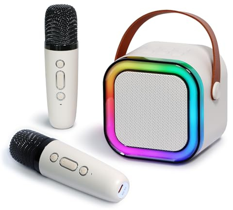 Mini Karaoke Machine for Kids with 2 Wireless Mic and Lights