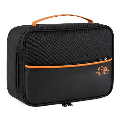 FAVORTALK Cable Organiser Bag Holiday Essentials for Men 3-Layers Cable Bag with Removable Bulkhead Waterproof Accessories Black Storage Bags with Charger Cables Power Adapter Power Bank, Black B21604