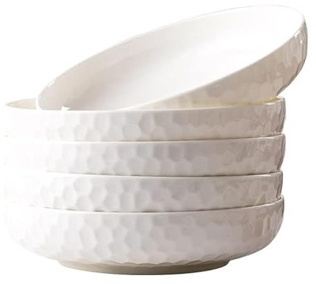 PlatoPlato de comedor Plato blanco Plato hondo de porcelana china de Tangshan for el hogar Plato de cena creativo con relieve simple