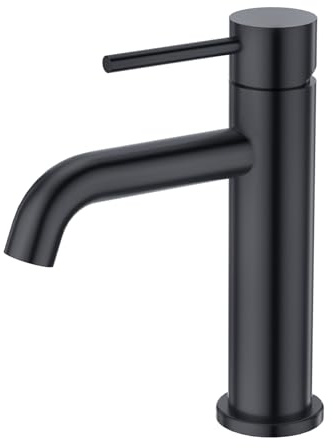 Faustina Black Single Handle Cold Water Faucet, Stainless Steel for Utility and Outdoor Sinks, Includes Deck Plate for 1 or 3 Hole Installation